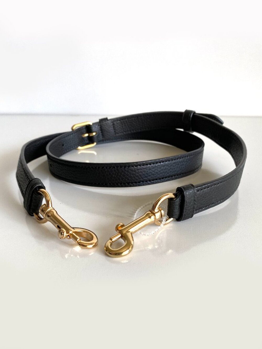 Coach Black Pebbled Leather Replacement Bag Strap Gold Clasps